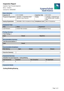 Cutting/Welding Inspection Report