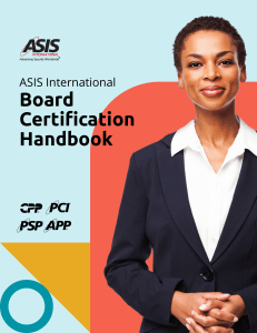 ASIS Board Certification Handbook