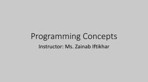 Programming Concepts: Arrays, Pointers, Functions, OOP