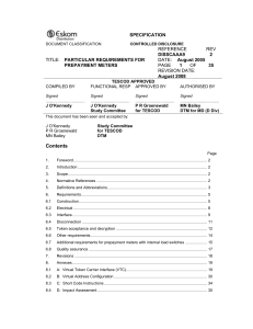 Prepayment Meter Specification Requirements