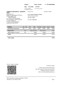 Fatura-Recibo Farmácia Reis Barata