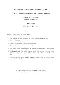 Quantitative Methods for Economics Exam