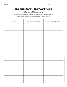 Vocabulary Worksheet: Definition Detectives