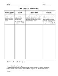 Teaching Plan - Individual Patient