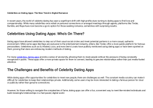 Celebrities on Dating Apps: A New Trend