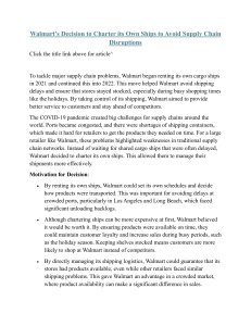 Walmart's Supply Chain Strategy: Chartering Ships