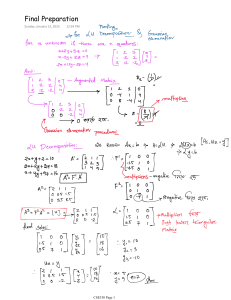 LU Decomposition & Gaussian Elimination Lecture Notes