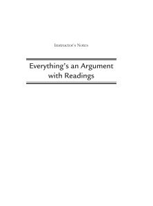 Instructor's Notes: Everything's an Argument