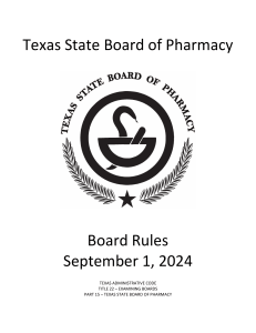 Texas State Board of Pharmacy Rules