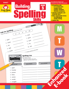 Grade 5 Spelling Skills Workbook