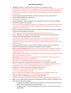 COMM 210 Final Review: Accounting Concepts
