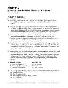 Financial Statements and Business Decisions: Chapter 1