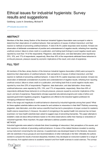 Ethical Issues in Industrial Hygiene: Survey Results