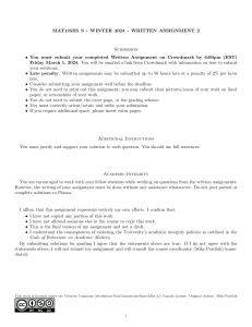 MAT135H5 Written Assignment 2: Function Analysis