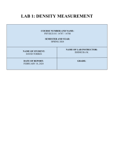 Density Measurement Lab Report