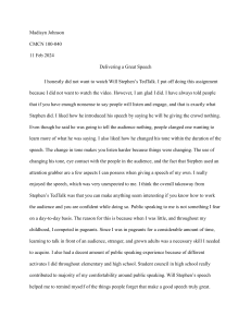 Public Speaking Essay: Analyzing Will Stephen's TedTalk