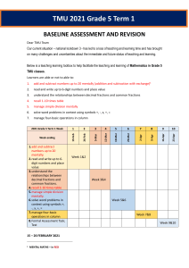 Grade 5 Math Curriculum Plan Term 1