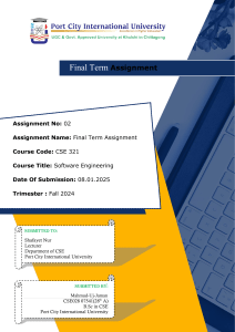 Software Engineering Assignment: Analysis & CRC Models