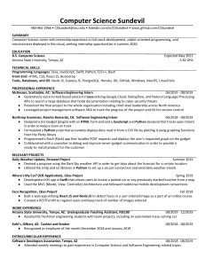 Computer Science Resume - Internship Seeker