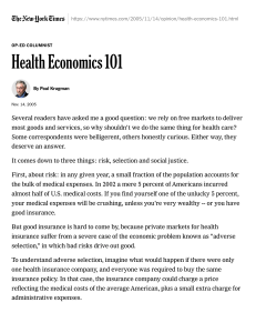 Health Economics, Market Failures in Healthcare