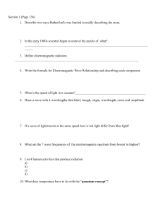 Physics Worksheet: Atomic Structure & Electromagnetic Radiation