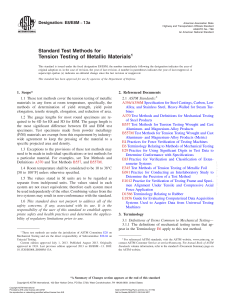 Tension Testing of Metallic Materials Standard Test Method