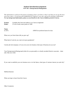 ENT 441 Student Introduction Assignment Form