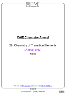 Transition Elements Chemistry A-Level Notes