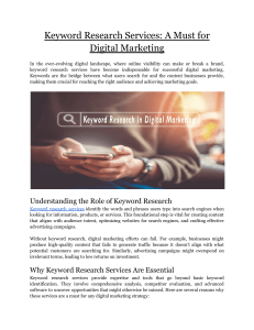 Keyword Research Services: A Must for Digital Marketing