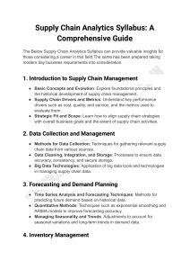 Supply Chain Analytics Syllabus: A Comprehensive Guide