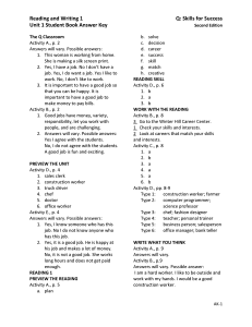 Reading & Writing Answer Key: Skills for Success