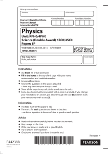 Physics Exam Paper: Edexcel Int. GCSE