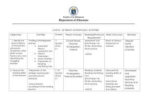 Catch-Up Friday Action Plan for Kindergarten Literacy