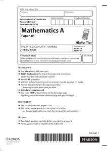 Edexcel Int GCSE Math A Paper 3H Exam