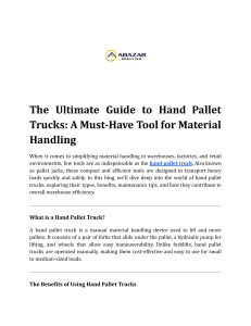 Hand Pallet Truck Guide: Types, Benefits & Use