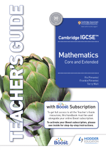 Cambridge IGCSE Mathematics Teacher's Guide