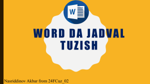 Wordda jadval tuzish: taqdimot