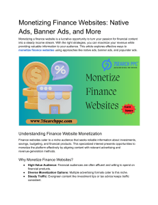 Monetizing Finance Websites: Ads & More