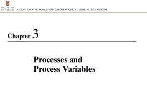 Processes and Process Variables - CHE200