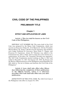 Philippine Civil Code: Effect & Application of Laws