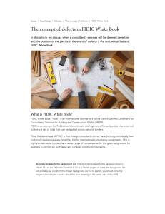 FIDIC White Book Defects: Consultant Services & Contractual Basis