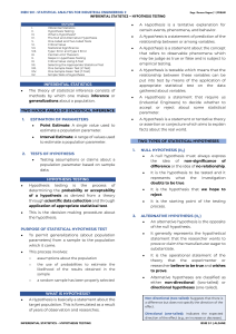 Inferential Statistics & Hypothesis Testing Lecture Notes