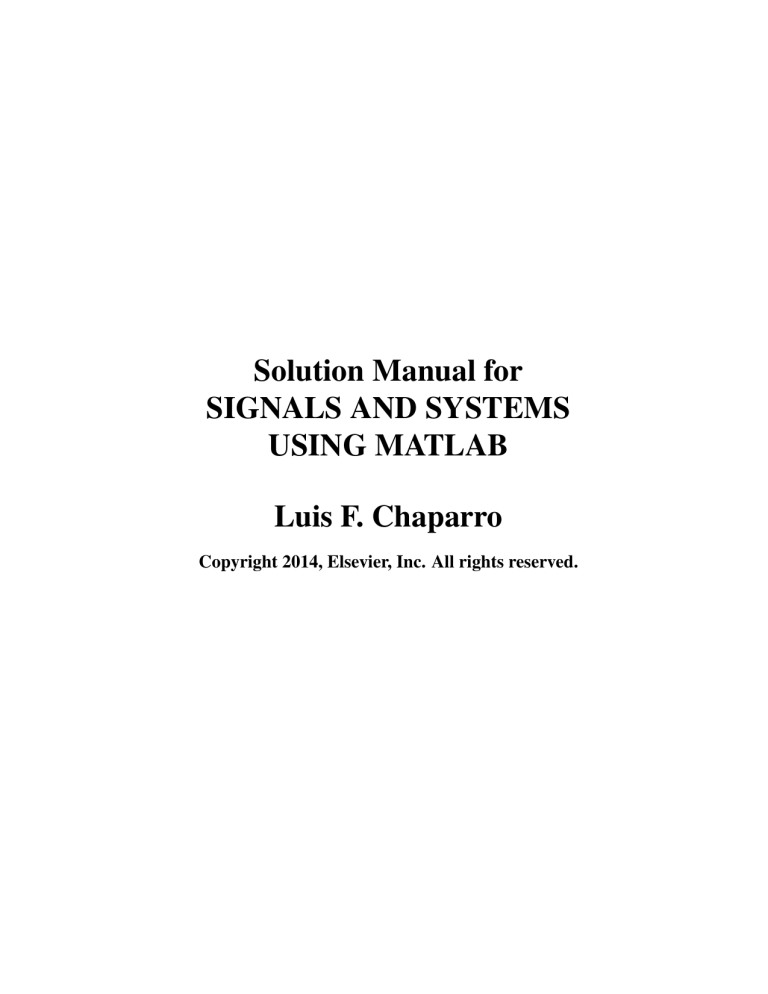 Signals and Systems Solution Manual with MATLAB