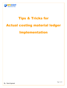 Actual Costing Material Ledger Implementation Tips & Tricks