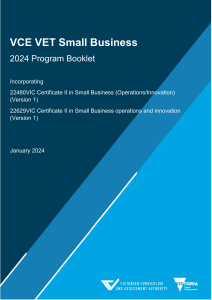 VCE VET Small Business 2024 Program Booklet