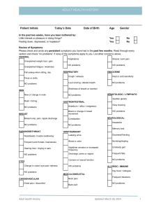 Adult Health History Form