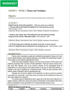 Literary Techniques Worksheet