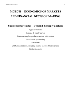 Economics of Markets: Demand & Supply Analysis