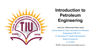 Intro to Petroleum Engineering Course Presentation