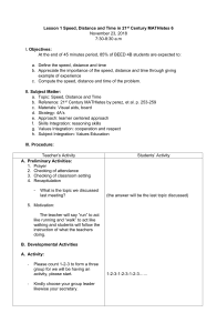 Speed, Distance, Time Lesson Plan